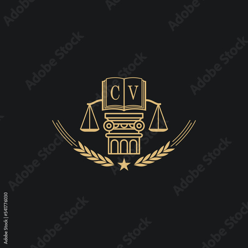 Initial CV  advocacy law or lawyer vector icon stock illustration