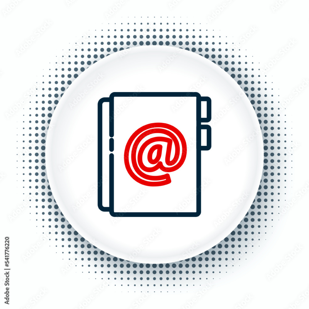Line Address book icon isolated on white background. Notebook, address, contact, directory, phone, telephone book icon. Colorful outline concept. Vector Line Address book icon isolated on white background. Notebook, address, contact, directory, phone, telephone book icon. Colorful outline concept. Vector