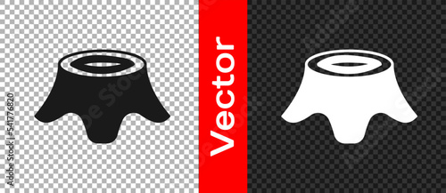 Black Tree stump icon isolated on transparent background. Vector