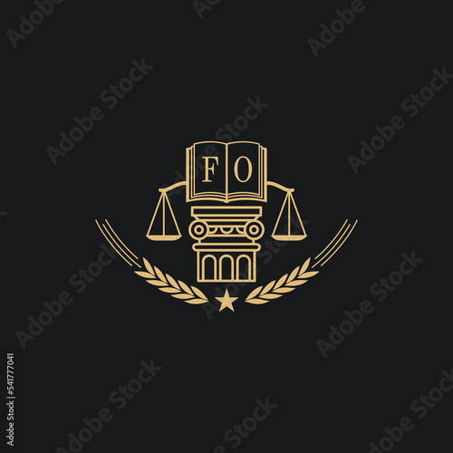Initial FO  advocacy law or lawyer vector icon stock illustration