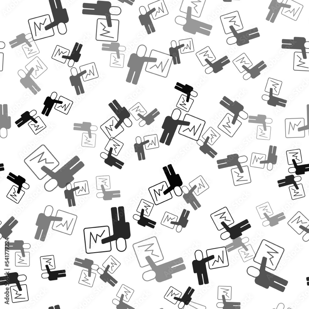 Black Leader of a team of executives icon isolated seamless pattern on white background. Vector