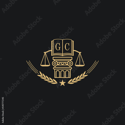 Initial GC  advocacy law or lawyer vector icon stock illustration
