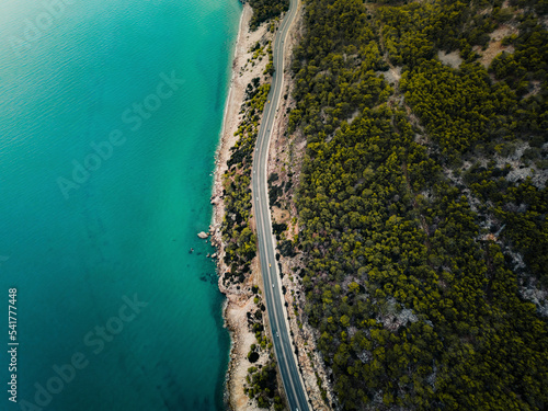 Aerial view of seaside road in Antalya, Turkey. photo