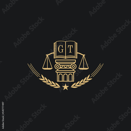 Initial GT  advocacy law or lawyer vector icon stock illustration