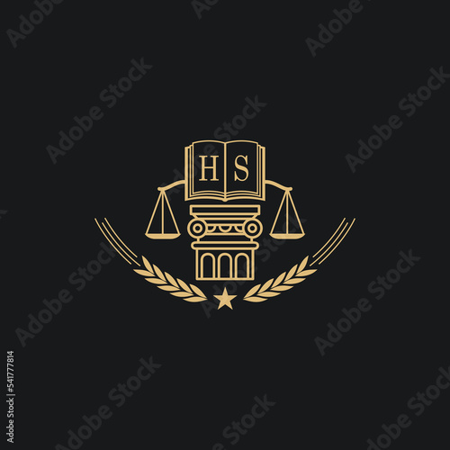 Initial HS  advocacy law or lawyer vector icon stock illustration