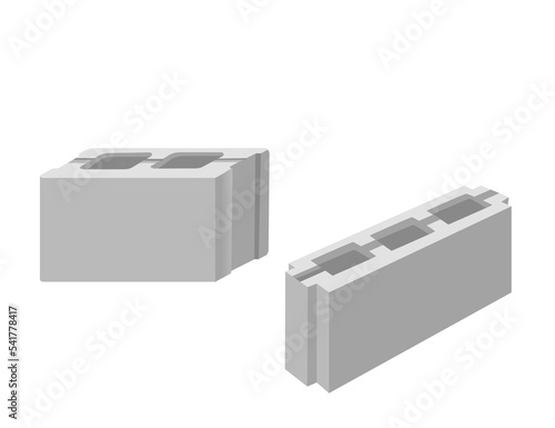 Cinder block concrete building material vector illustration isolated on white background
