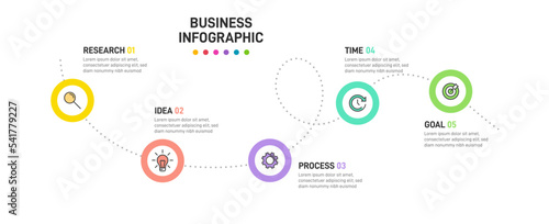 Vertical infographic design with icons and 5 options or steps. Thin line. Infographics business concept. Can be used for info graphics, flow charts, presentations, mobile web sites, printed materials.