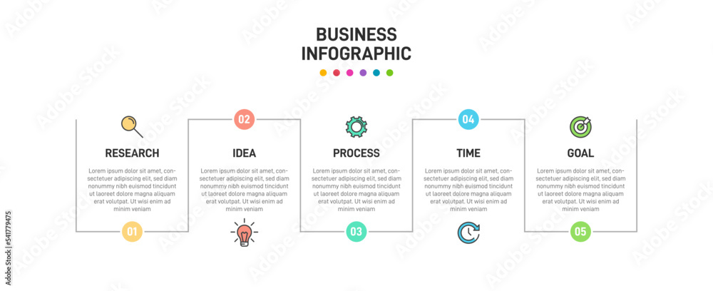 Vertical infographic design with icons and 5 options or steps. Thin line. Infographics business concept. Can be used for info graphics, flow charts, presentations, mobile web sites, printed materials.