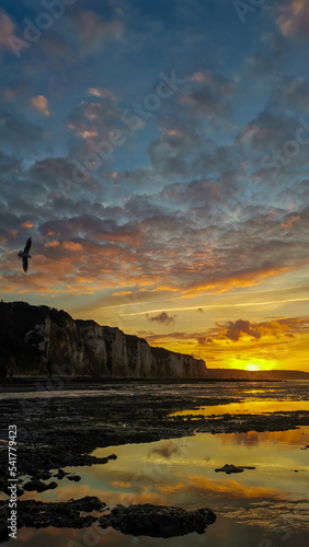 Littoral avec plage et reliefs sur la cote normande