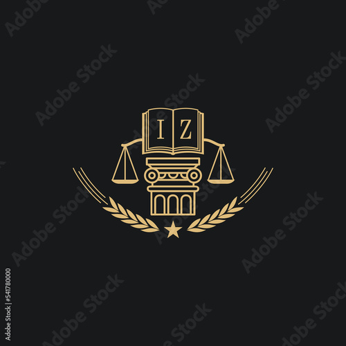 Initial IZ  advocacy law or lawyer vector icon stock illustration