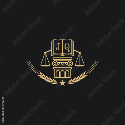 Initial JQ  advocacy law or lawyer vector icon stock illustration
