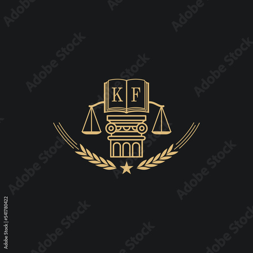 Initial KF  advocacy law or lawyer vector icon stock illustration