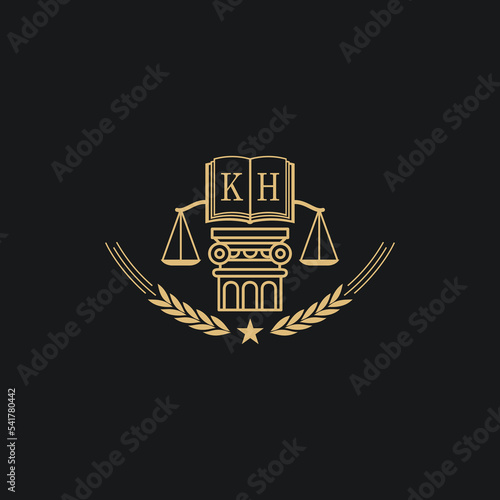 Initial KH  advocacy law or lawyer vector icon stock illustration