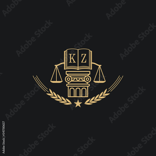 Initial KZ  advocacy law or lawyer vector icon stock illustration