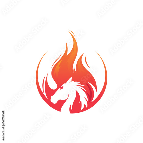 Horse Fire Logo Vector