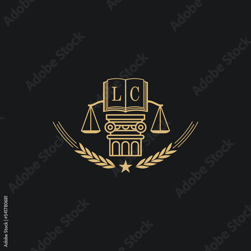Initial LC  advocacy law or lawyer vector icon stock illustration