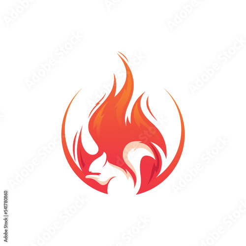 Squirrel Fire Logo Vector