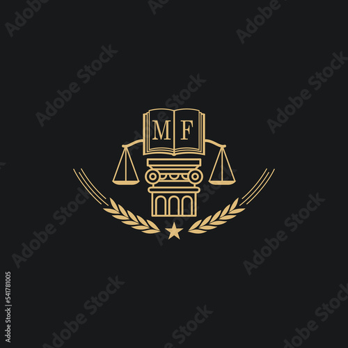 Initial MF  advocacy law or lawyer vector icon stock illustration