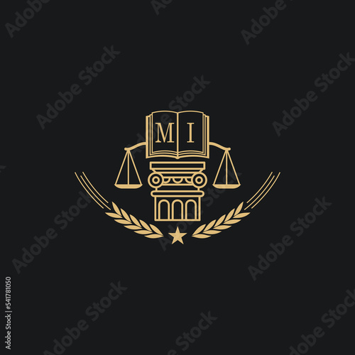 Initial MI  advocacy law or lawyer vector icon stock illustration