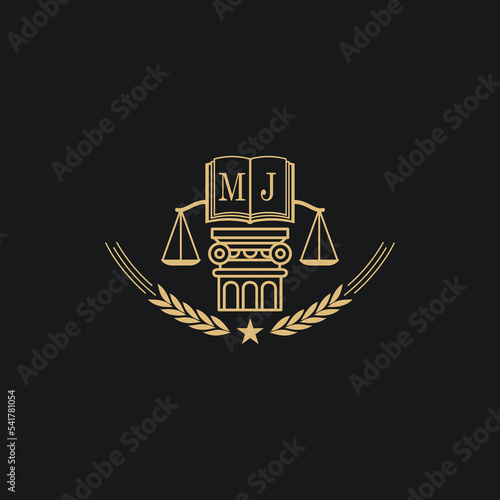 Initial MJ  advocacy law or lawyer vector icon stock illustration