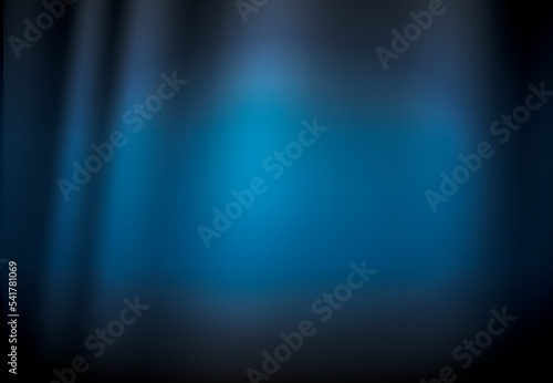 Abstract gradient background. Neutral deep blue theater curtain background. Soft box lighting.