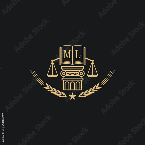 Initial ML  advocacy law or lawyer vector icon stock illustration