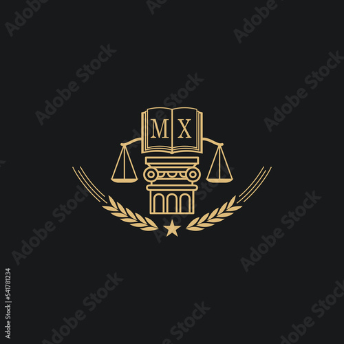 Initial MX  advocacy law or lawyer vector icon stock illustration