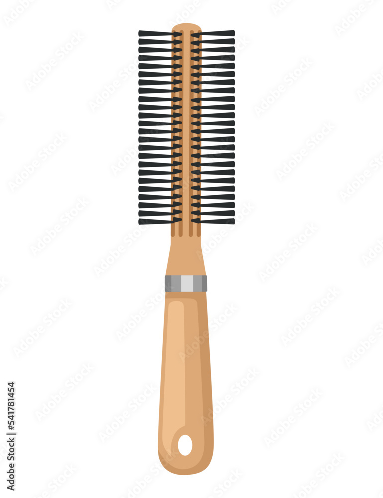 Wooden hair brush for hair care fashion comb vector illustration isolated on white background Wooden hair brush for hair care fashion comb vector illustration isolated on white background