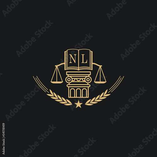 Initial NL  advocacy law or lawyer vector icon stock illustration