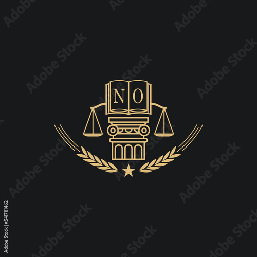 Initial NO  advocacy law or lawyer vector icon stock illustration