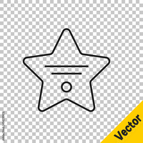 Foto Black line Walk of fame star on celebrity boulevard icon isolated on transparent background