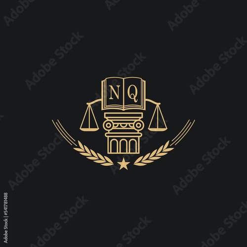 Initial NQ  advocacy law or lawyer vector icon stock illustration