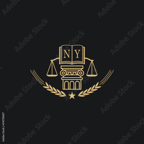 Initial NY  advocacy law or lawyer vector icon stock illustration