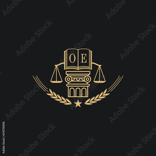 Initial OE  advocacy law or lawyer vector icon stock illustration