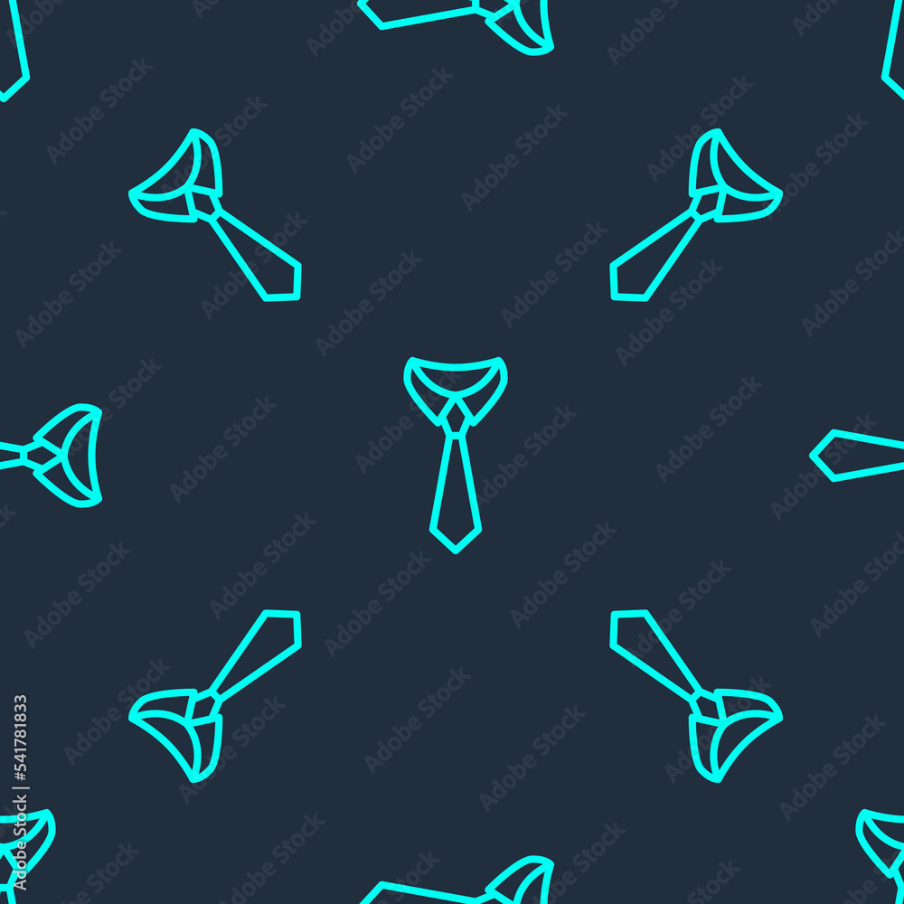 Green line Tie icon isolated seamless pattern on blue background. Necktie and neckcloth symbol. Vector Green line Tie icon isolated seamless pattern on blue background. Necktie and neckcloth symbol. Vector