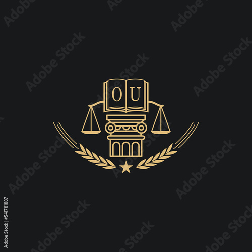 Initial OU  advocacy law or lawyer vector icon stock illustration
