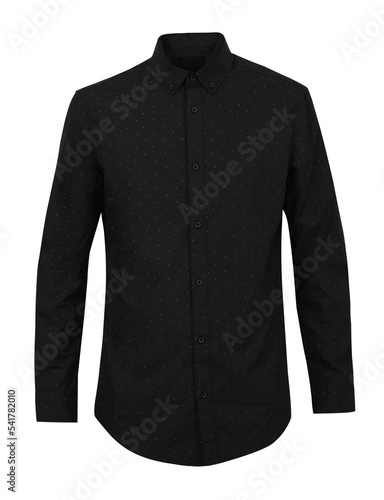 black long sleeve dress shirt isolated mockup on transparent background