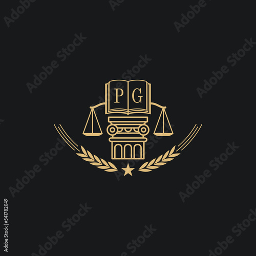 Initial PG  advocacy law or lawyer vector icon stock illustration