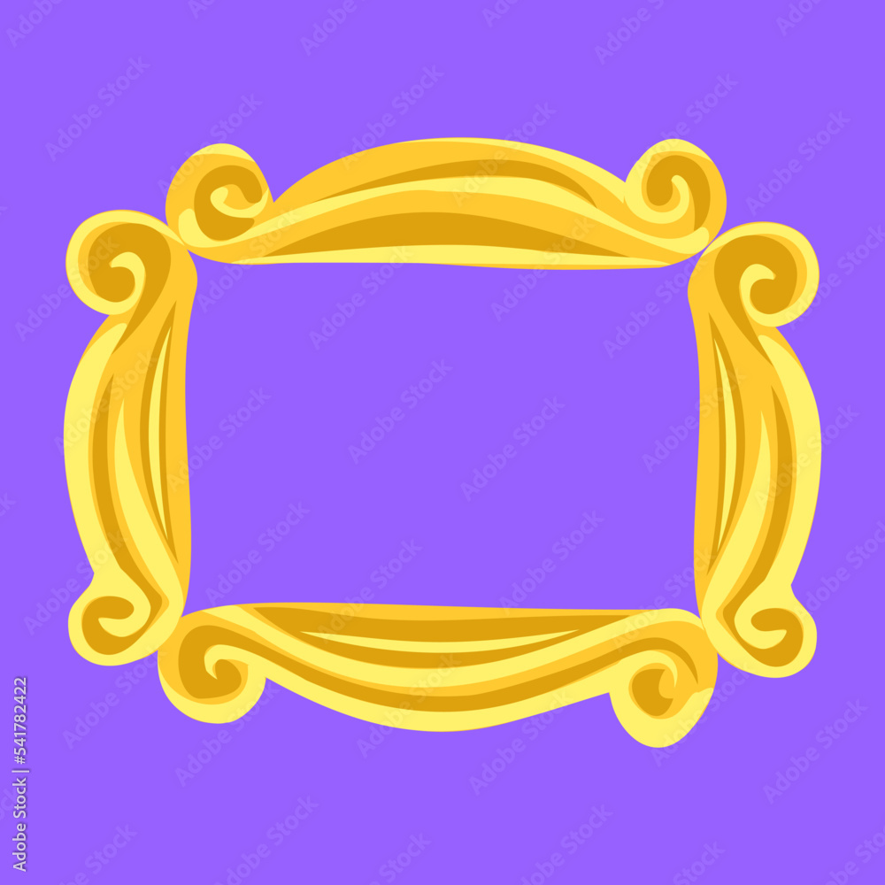 Horizontal yellow frame on purple background, vintage frame for photo