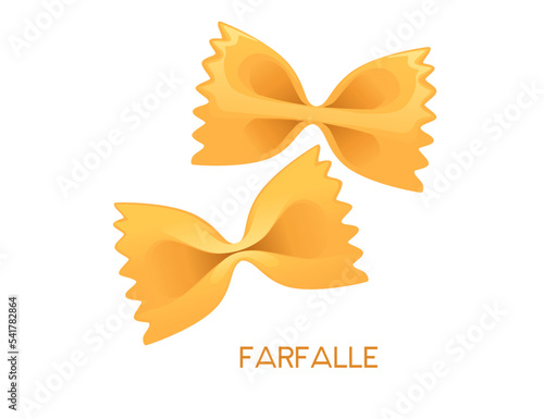 Uncooked italian pasta farfalle cuisine staples vector illustration isolated on white background