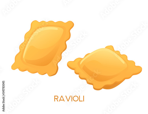Uncooked italian pasta ravioli cuisine staples vector illustration isolated on white background