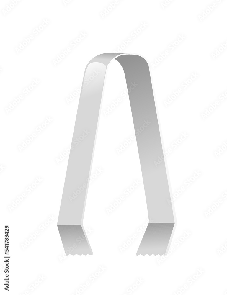 Stainless steel Ice tongs bar kitchen waver vector illustration isolated on white background Stainless steel Ice tongs bar kitchen waver vector illustration isolated on white background