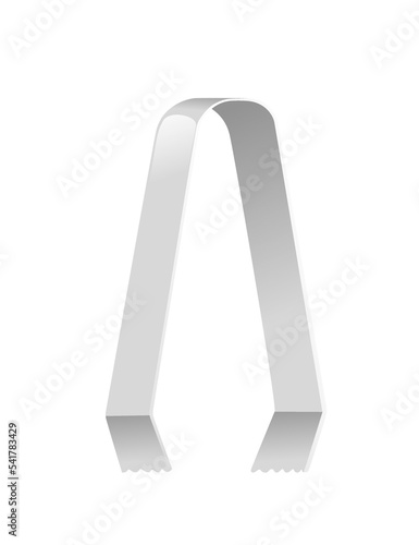 Stainless steel Ice tongs bar kitchen waver vector illustration isolated on white background
