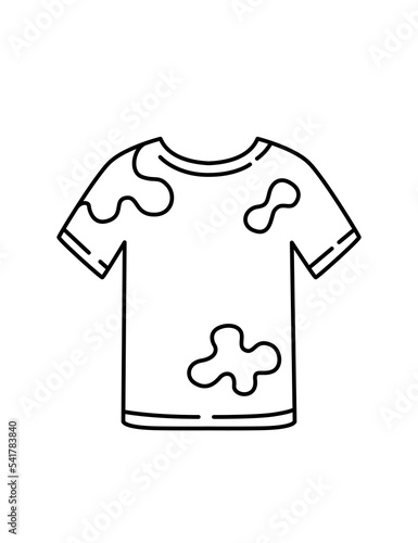 Dirty stain yellow t-shirts hanging on a hanger ready to washing vector illustration isolated on white background