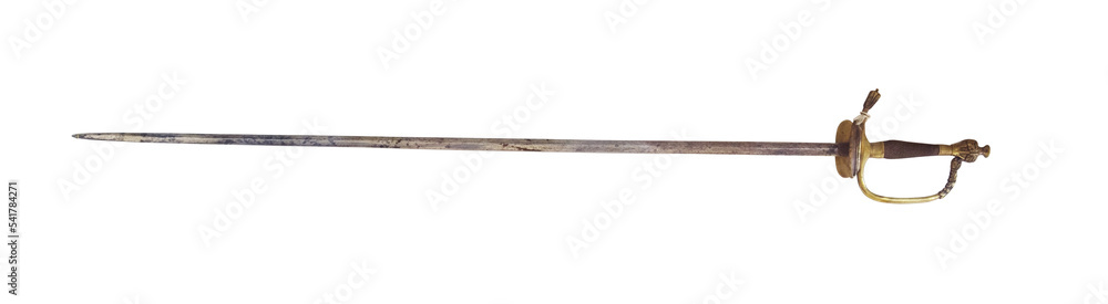 Antique steel sword with a beautiful handle isolated on a white background Antique steel sword with a beautiful handle isolated on a white background