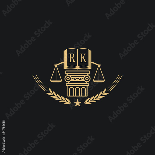 Initial RK  advocacy law or lawyer vector icon stock illustration