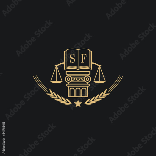 Initial SF  advocacy law or lawyer vector icon stock illustration