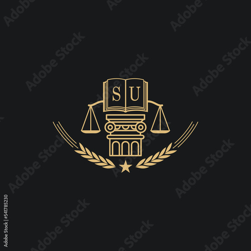Initial SU  advocacy law or lawyer vector icon stock illustration