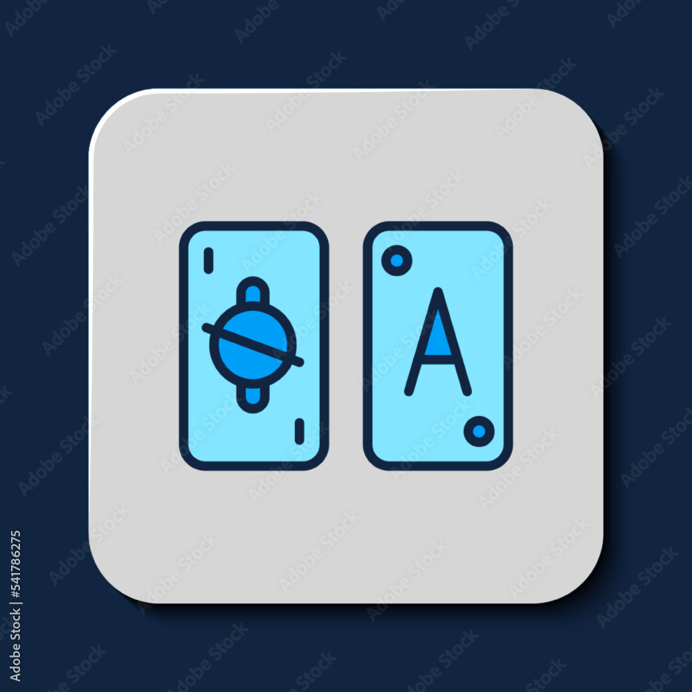 Filled outline Tarot cards icon isolated on blue background. Magic occult set of tarot cards. Vector Filled outline Tarot cards icon isolated on blue background. Magic occult set of tarot cards. Vector