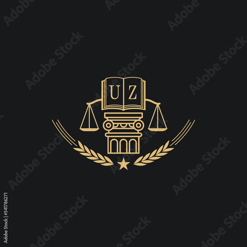 Initial UZ  advocacy law or lawyer vector icon stock illustration